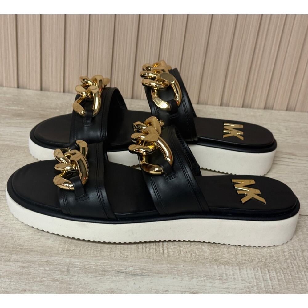 Michael Kors Scarlett Chain-Link Leather Slide Sandal Size 8.5M Women's Shoes - Picture 4 of 10
